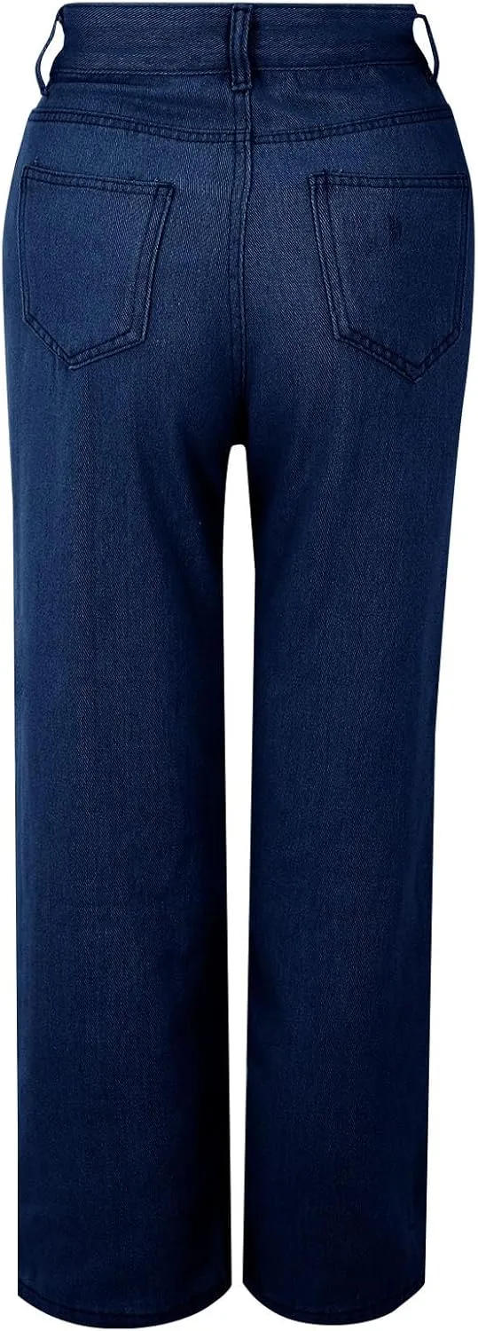Women's Sweatpant Jeans,Soft High Waisted Sweatpants That Look Like Jeans with Pockets,