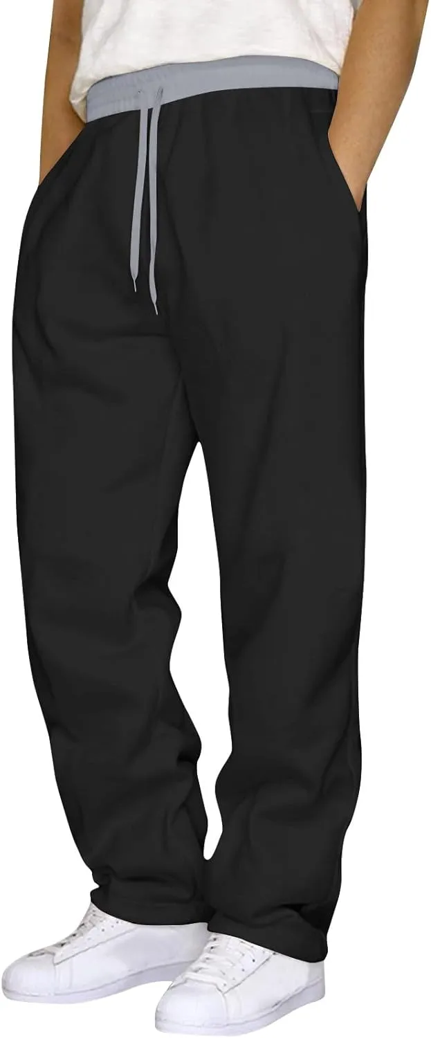 Womens Sweatpants 2024 Fleece Lined Pants Drawstring Wide Leg Pants with Pockets