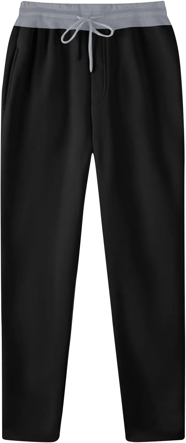 Womens Sweatpants 2024 Fleece Lined Pants Drawstring Wide Leg Pants with Pockets