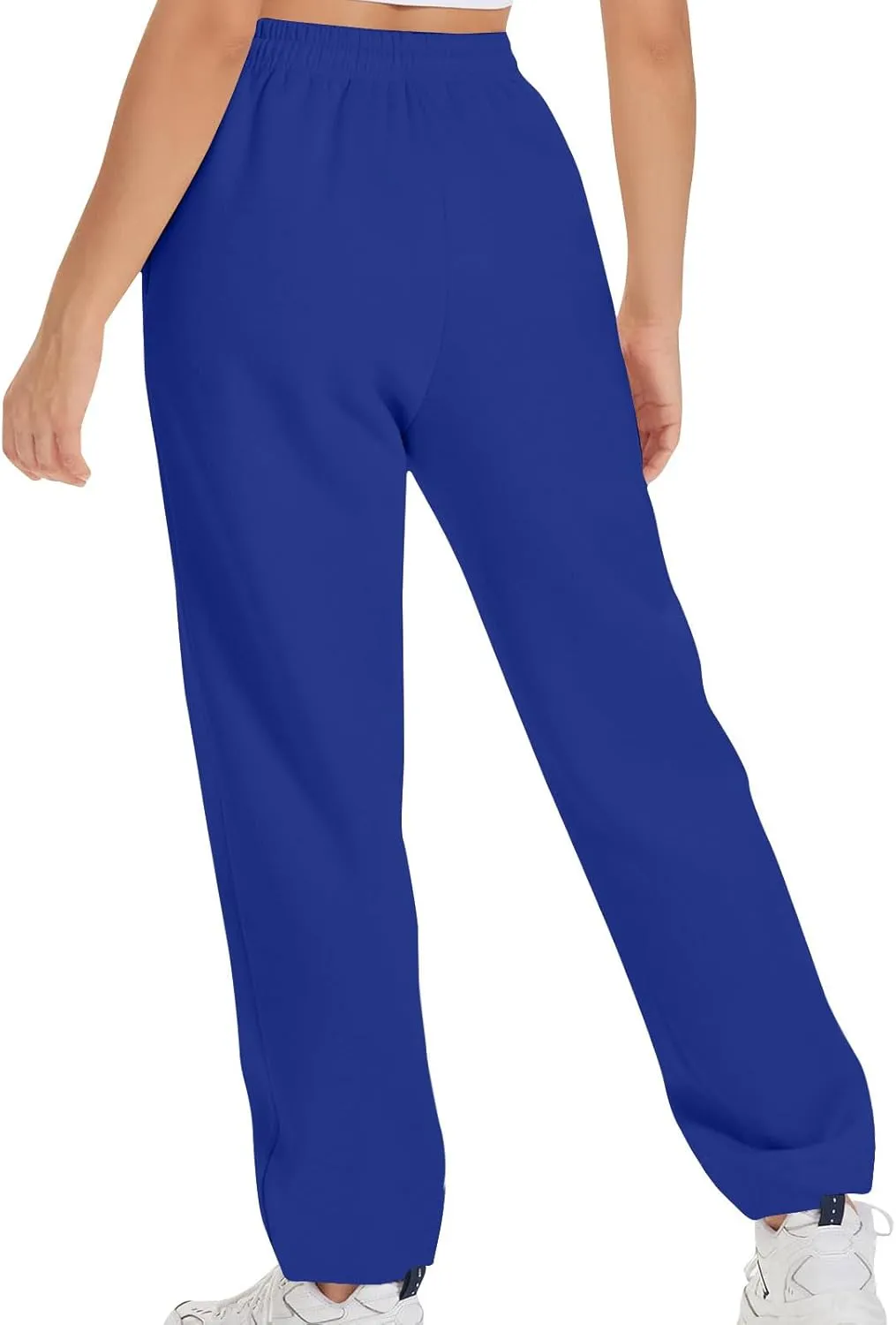 Womens Sweatpants 2024 Solid Fleece Lined Wide Leg Pants Drawstring Casual Pants with Pockets