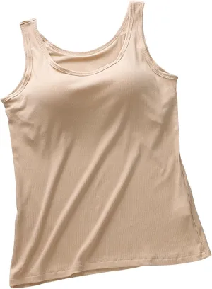 Womens Tank Tops with Built in Bra Summer Casual Basic Modal Padded Yoga Shirts Loose V Neck Workout Camisoles Tees
