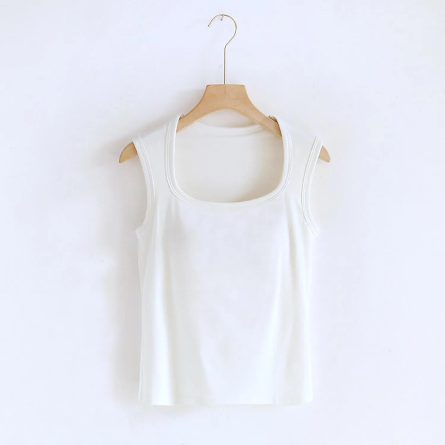 Womens Tank Tops with Built in Bra Summer Casual Basic Modal Padded Yoga Shirts Slim Fit Square Neck Camisoles Tees