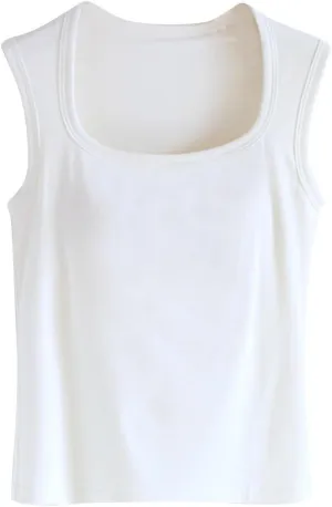 Womens Tank Tops with Built in Bra Summer Casual Basic Modal Padded Yoga Shirts Slim Fit Square Neck Camisoles Tees