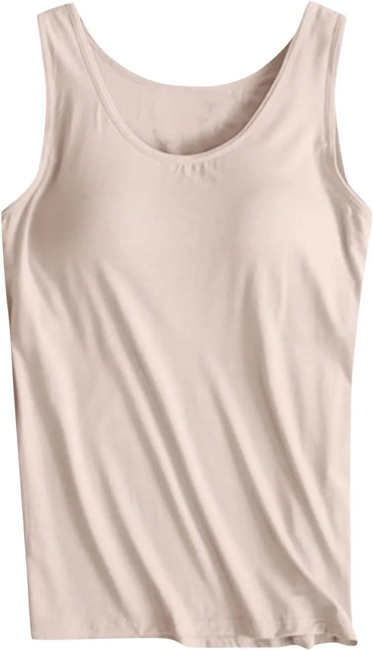 Womens Tank Tops with Built in Bra Workout Gym Padded Sports Bras Casual Summer Regular-Fit Stretch Yoga Shirts 2025