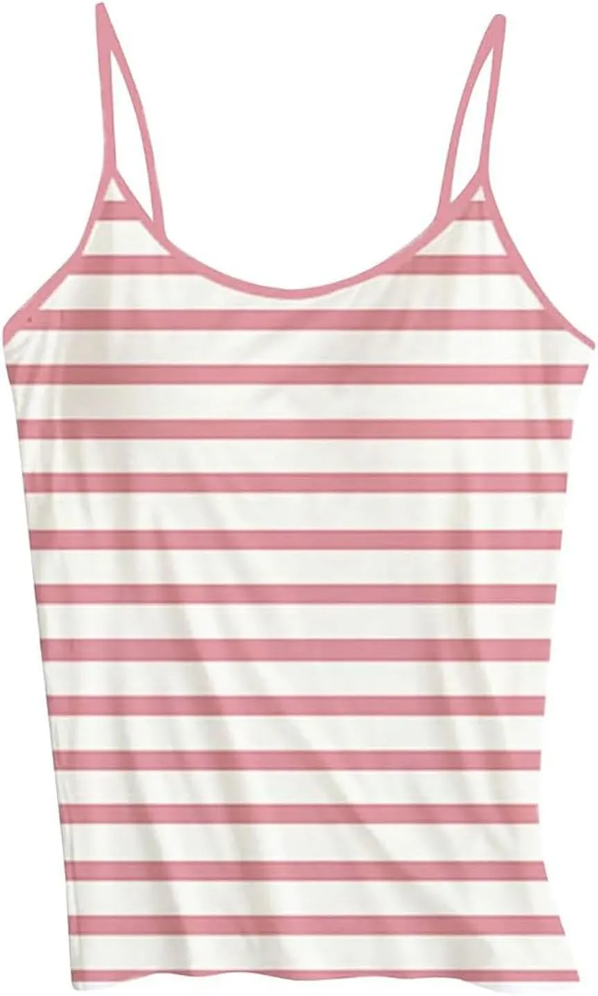 Womens Tank Tops With Built In Bras 2025 Summer Casual Crew Neck Sleeveless Camisole Plus Size Padded Workout