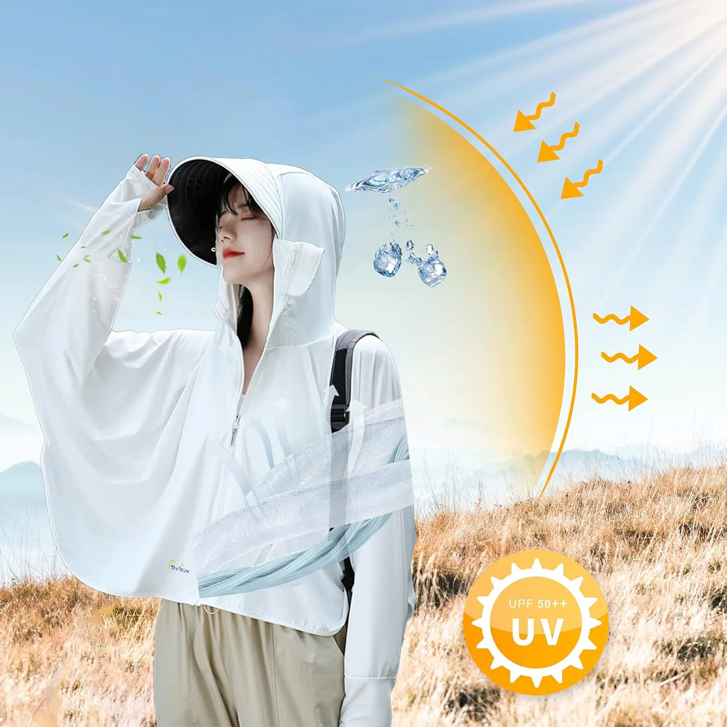 Women's UPF 50  Sun Protection Cool Touch Hoodie Jacket Lightweight Long Sleeve Sun Shirt Hiking Outdoor Quick Dry