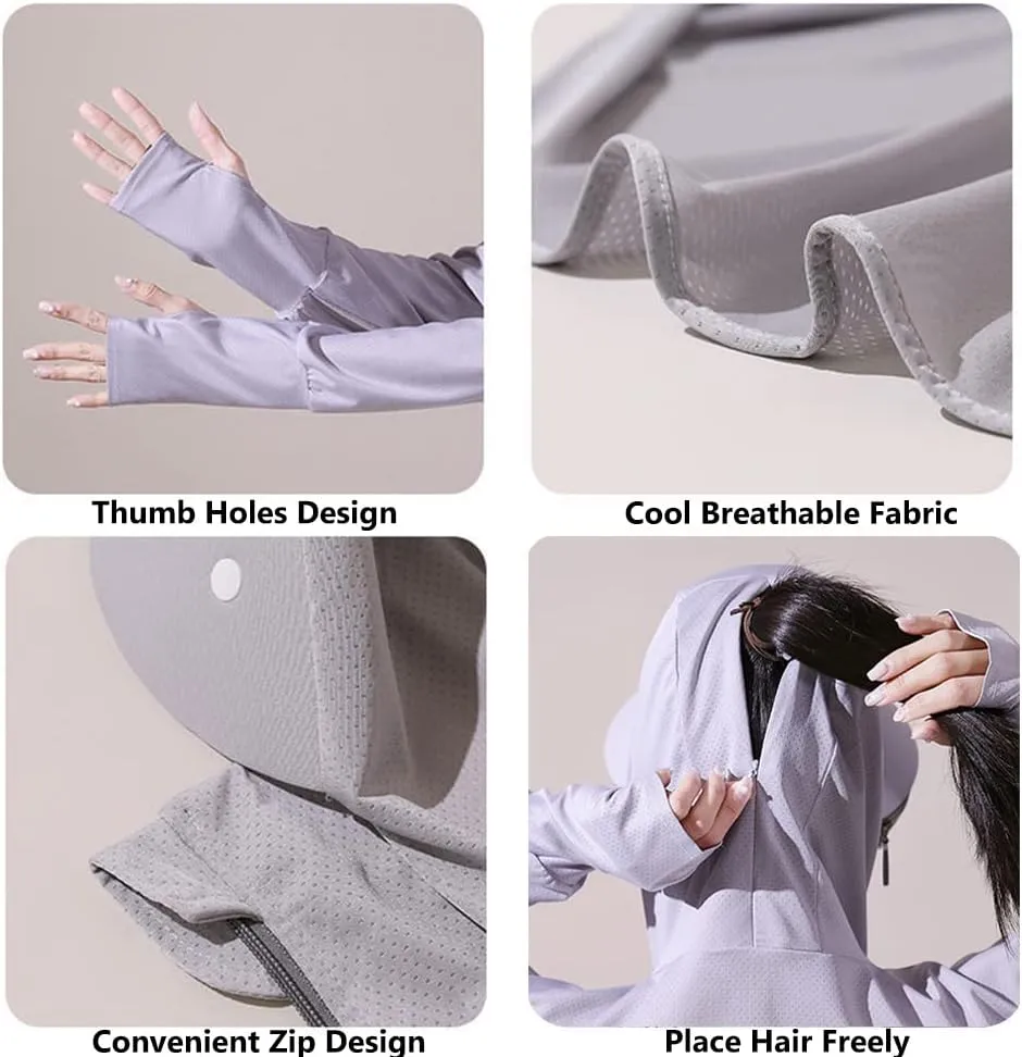 Women's UPF 50  Sun Protection Cool Touch Hoodie Jacket Lightweight Long Sleeve Sun Shirt Hiking Outdoor Quick Dry