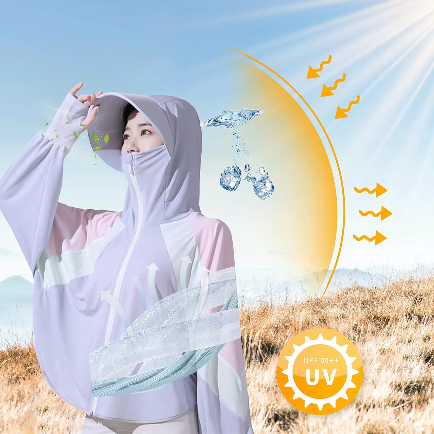 Women's UPF 50  Sun Protection Hoodie Jacket Lightweight Long Sleeve Sun Shirt Hiking Outdoor Sports Cool Touch