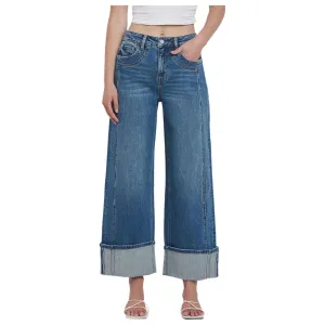 Women's Vervet Super High Rise Cuffed Baggy Wide Jeans F5856