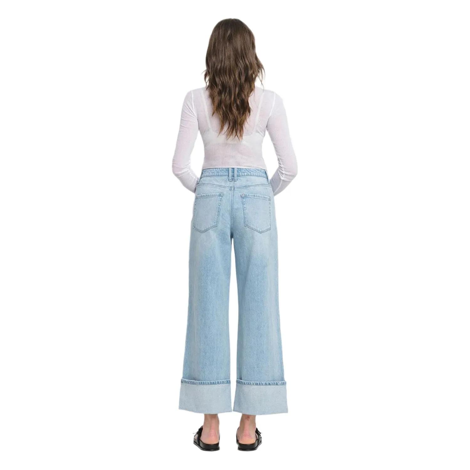 Women's Vervet Super High Rise Cuffed Baggy Wide Jeans T6515