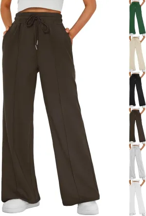 Womens Wide Leg Sweatpants Casual Drawstring High Waisted Flared Sweatpants Baggy Lightweight Joggers with Pockets