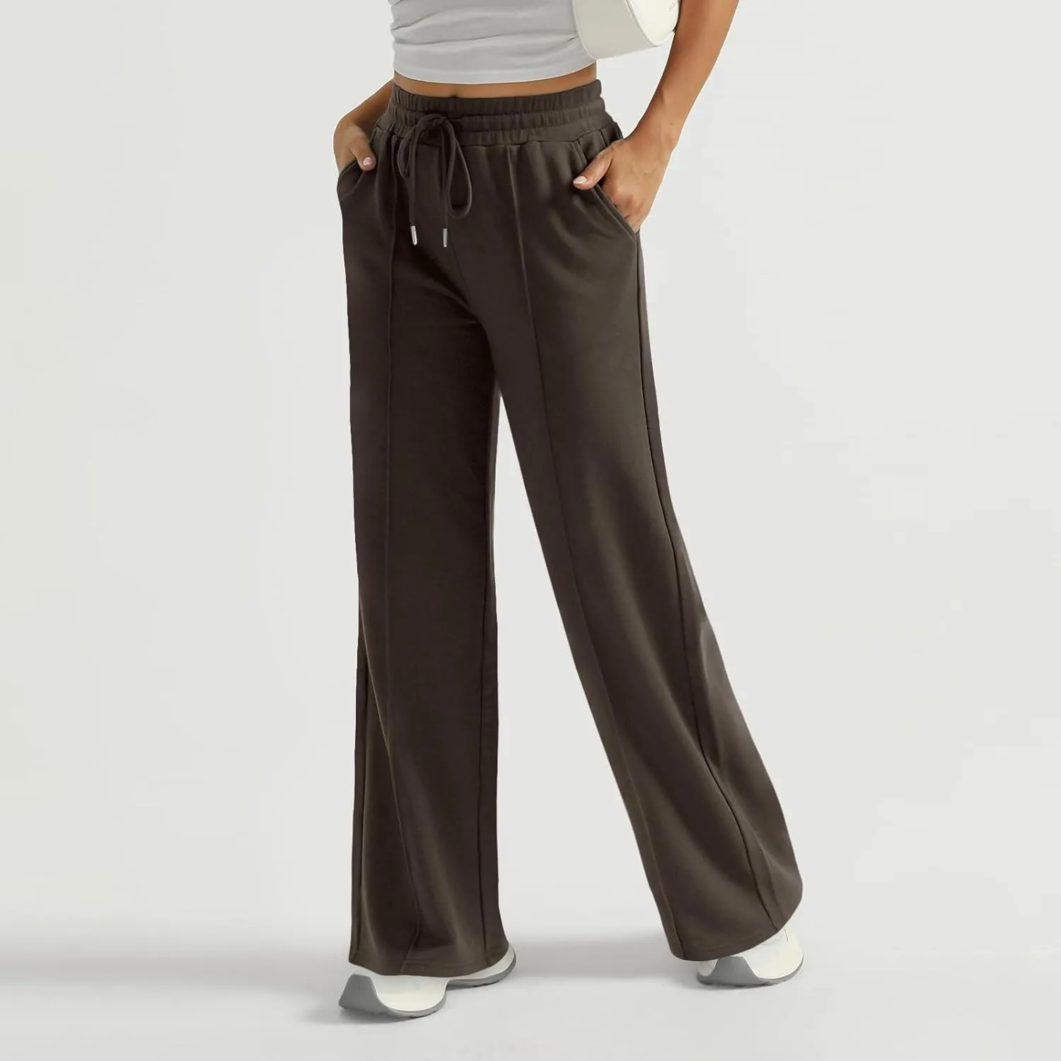 Womens Wide Leg Sweatpants Casual Drawstring High Waisted Flared Sweatpants Baggy Lightweight Joggers with Pockets