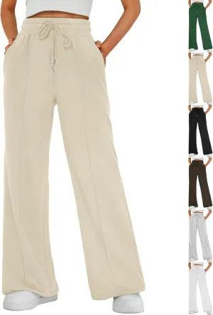 Womens Wide Leg Sweatpants Casual Drawstring High Waisted Flared Sweatpants Baggy Lightweight Joggers with Pockets