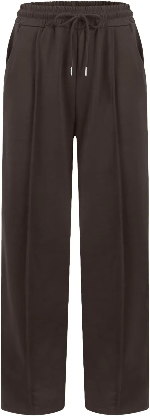Womens Wide Leg Sweatpants Casual Drawstring High Waisted Flared Sweatpants Baggy Lightweight Joggers with Pockets