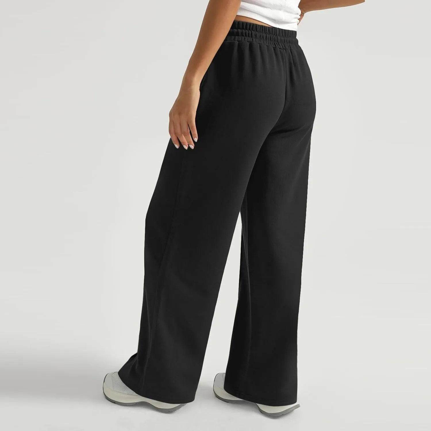 Womens Wide Leg Sweatpants Casual Drawstring High Waisted Flared Sweatpants Baggy Lightweight Joggers with Pockets