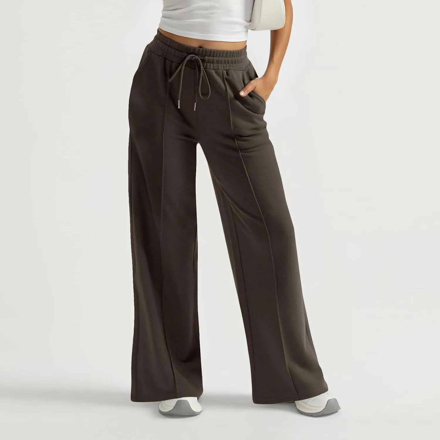 Womens Wide Leg Sweatpants Casual Drawstring High Waisted Flared Sweatpants Baggy Lightweight Joggers with Pockets