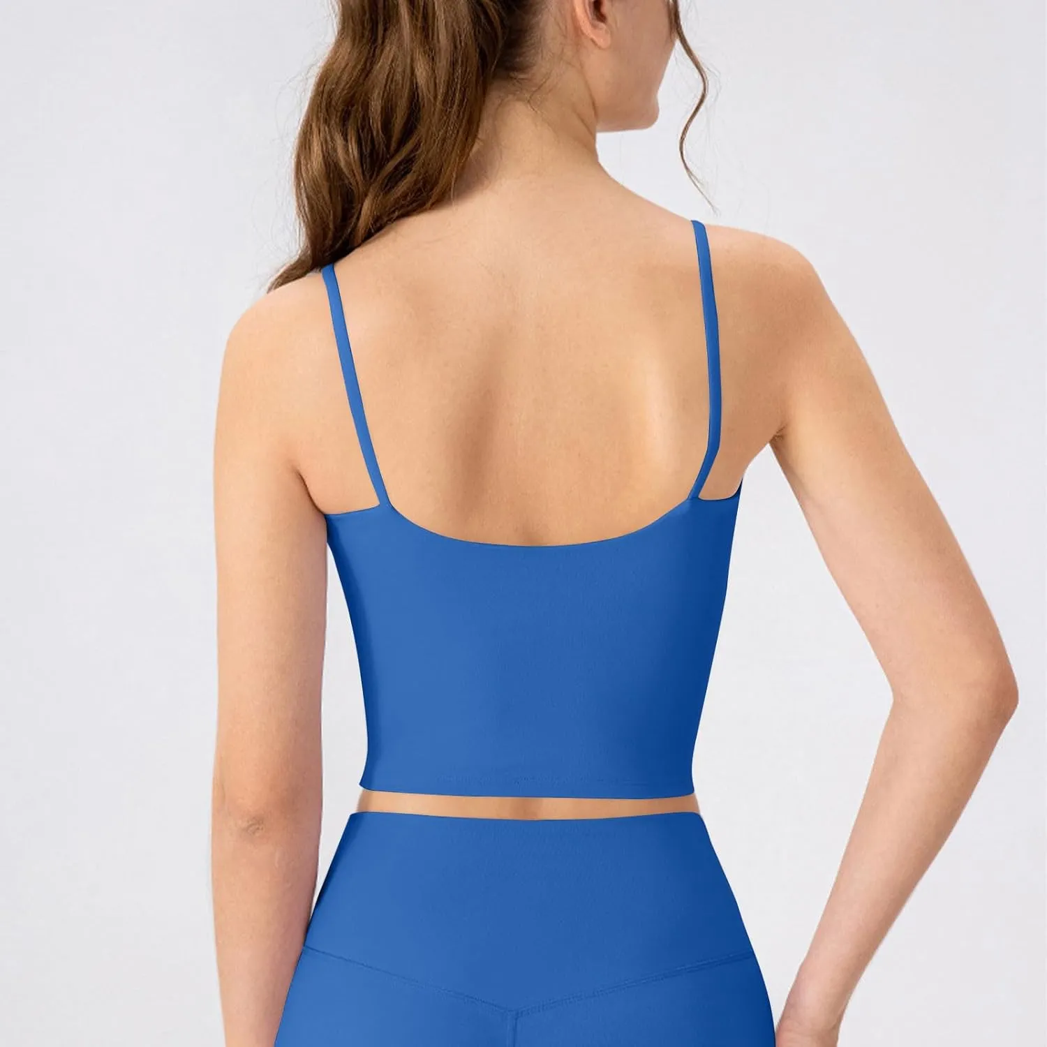 Womens Wirefree Sports Bra with Medium Support Longline Padded Crop Tank Yoga Bras Workout Fitness Top