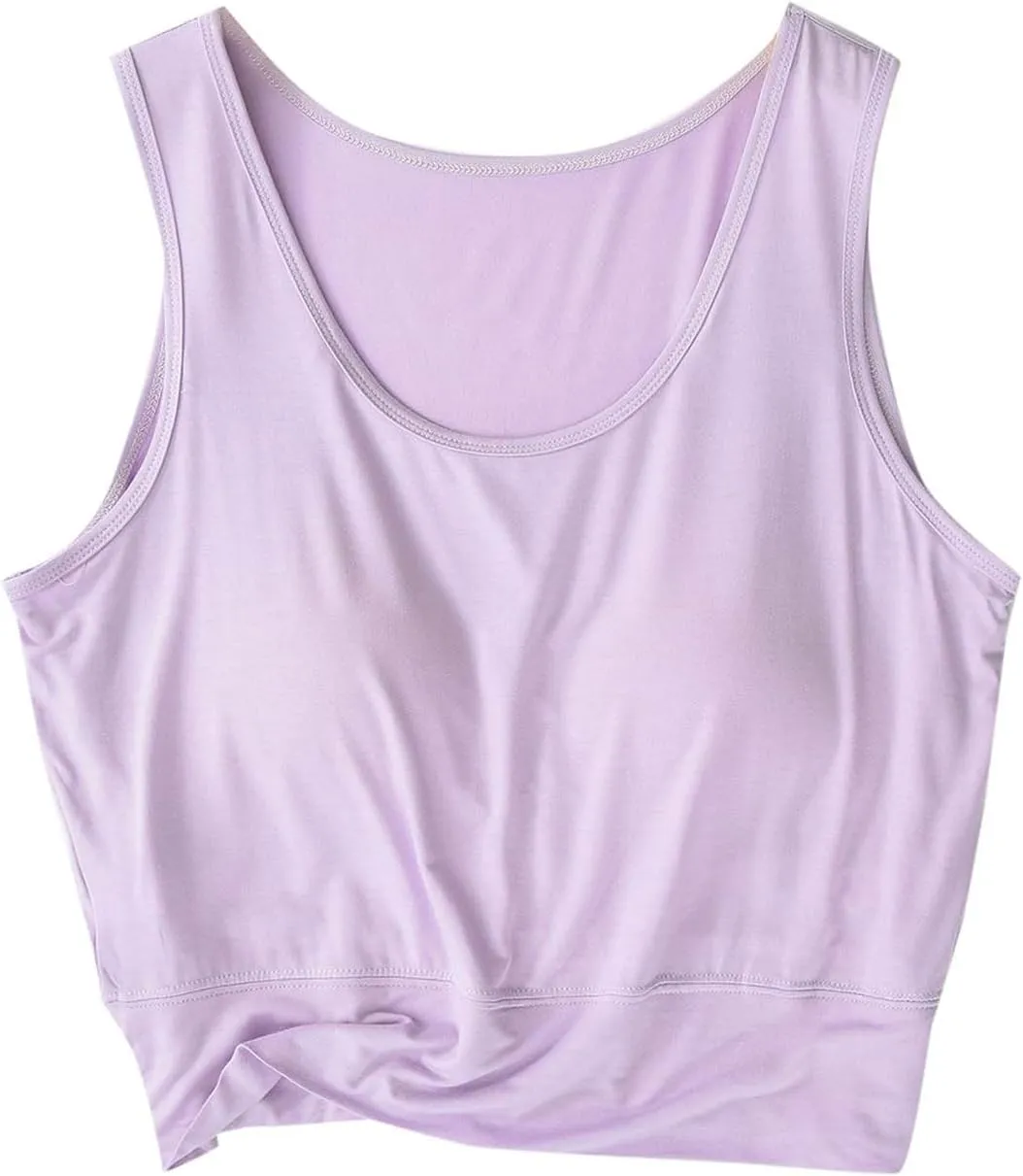 Workout Crop Tank Tops for Women with Chest Pad Casual Sports Fitness Yoga Shirts Summer Seamless Breathable Blouse