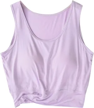 Workout Crop Tank Tops for Women with Chest Pad Casual Sports Fitness Yoga Shirts Summer Seamless Breathable Blouse