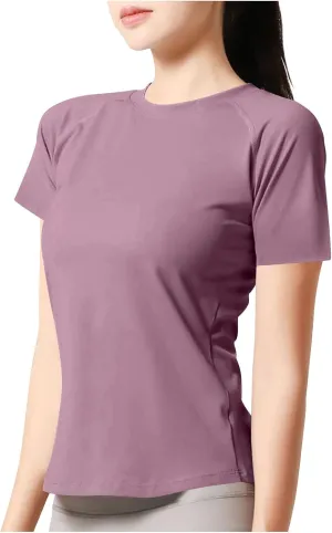 Workout Tops for Women Quick Dry Crewneck Short Sleeve Seamless Gym Shirt Breathable Yoga Athletic Tops