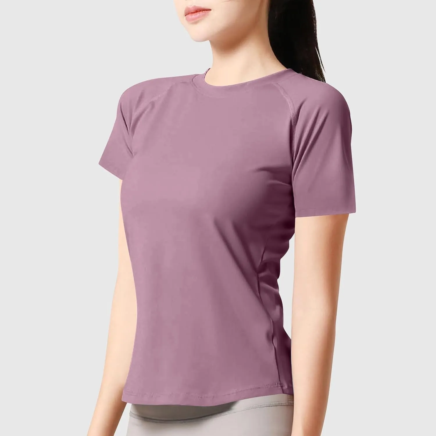 Workout Tops for Women Quick Dry Crewneck Short Sleeve Seamless Gym Shirt Breathable Yoga Athletic Tops