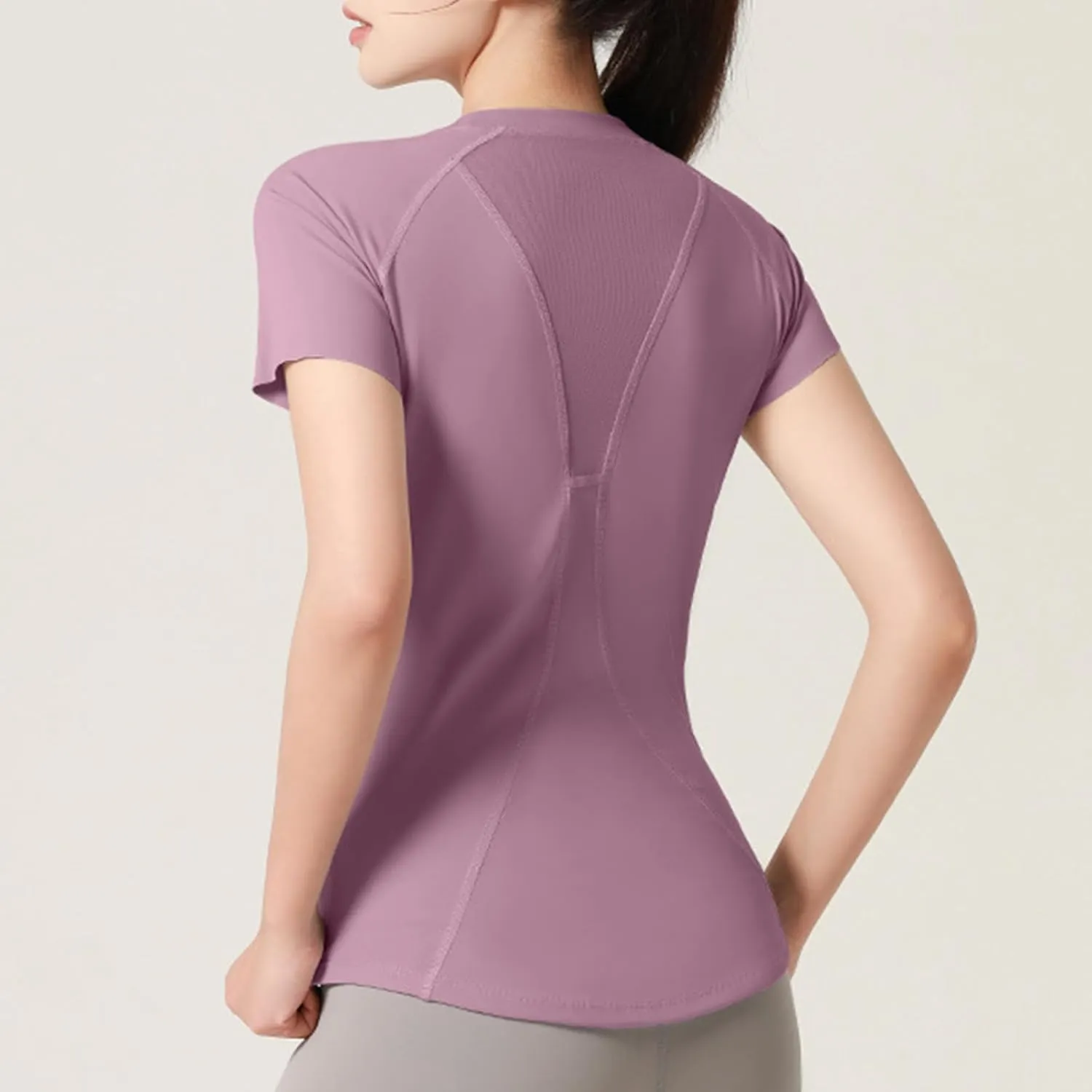 Workout Tops for Women Quick Dry Crewneck Short Sleeve Seamless Gym Shirt Breathable Yoga Athletic Tops