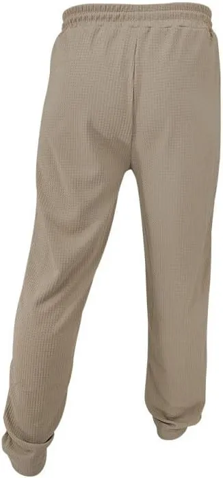 Xiaojmake Mens Casual Drawstring Pants 2025 Elastic Waist Lightweight Summer Loose Straight Waffle Work Pants with Pockets