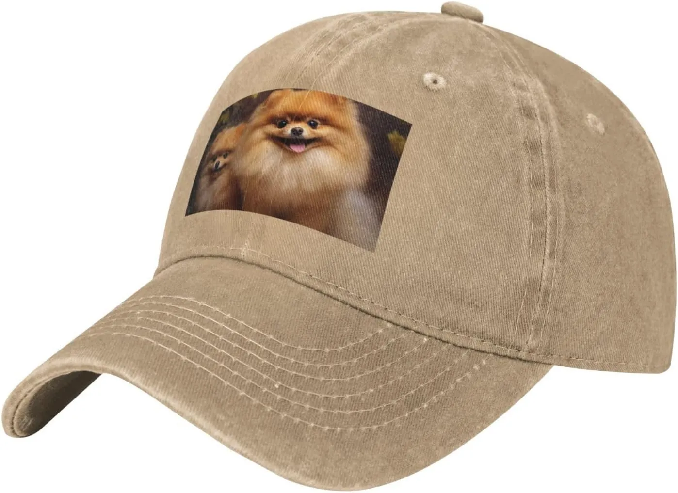 Yellow Pomeranian Unisex Baseball Cap Breathable Cotton Trucker Hat Classic Denim Dad Hat Summer Sun Hat