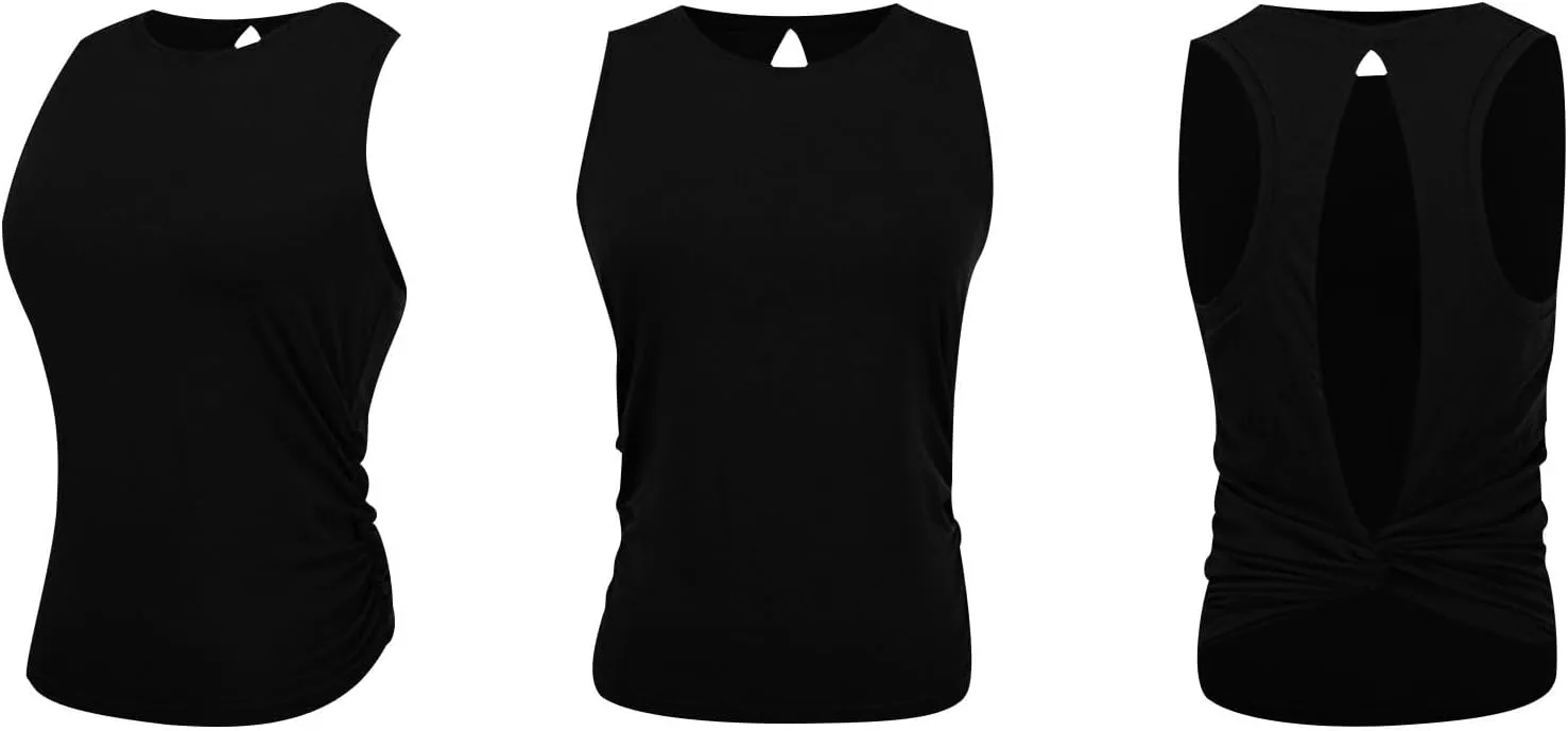 Yoga Tee Shirts for Women Summer Solid Color Athletic Workout Running Tank Tops Casual Fashion Breathable Blouse