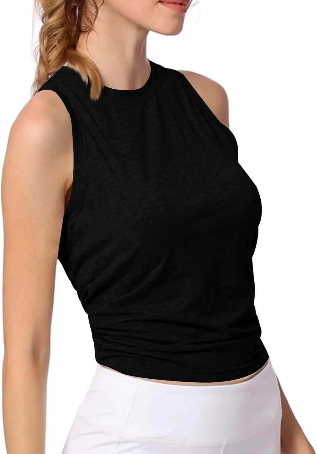 Yoga Tee Shirts for Women Summer Solid Color Athletic Workout Running Tank Tops Casual Fashion Breathable Blouse