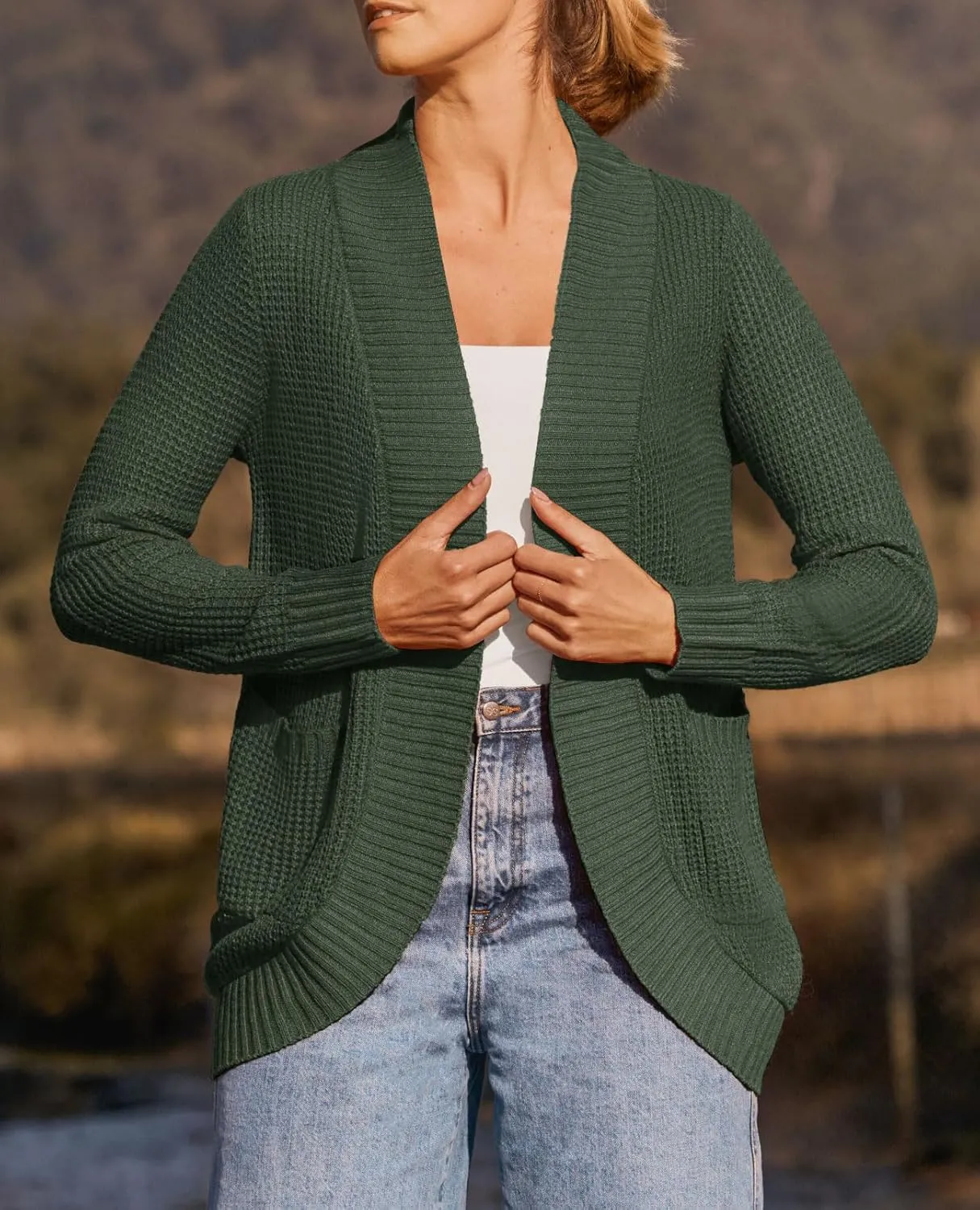 ZESICA Women's Fall Winter Long Sleeve Open Front Casual Lightweight Soft Knit Cardigan Sweater Outerwear
