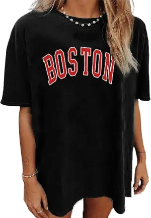 Zoyami Womens Oversized T Shirt USA Flag Graphic Tee Casual Summer Loose Short Sleeve Top