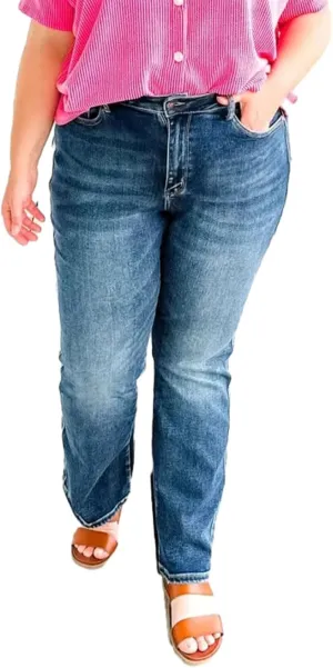 ZWRXW Womens Bootcut Jeans High Waisted Wide Leg Baggy Jean Boyfriend Stretch Denim Pants Boot Cut Pull On Pants with Pockets